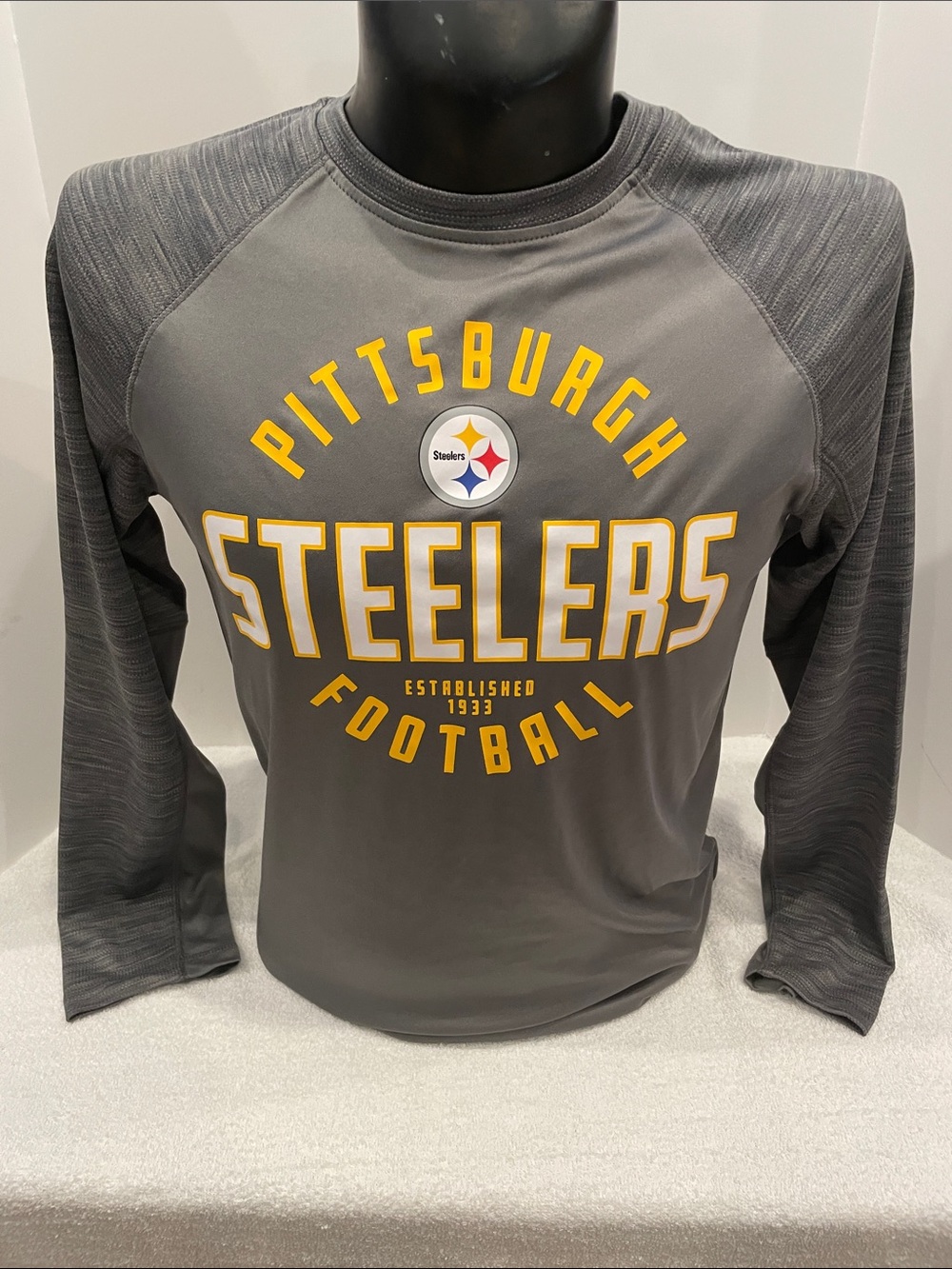 Adult NFL Pittsburgh Steelers Long Sleeve lightweight Tee - Gray/Gold